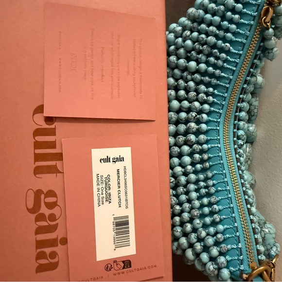 Cult Gaia Mercier Turquoise Beaded Mini Shoulder Bag $898 MSRP - Picture 3 of 6
